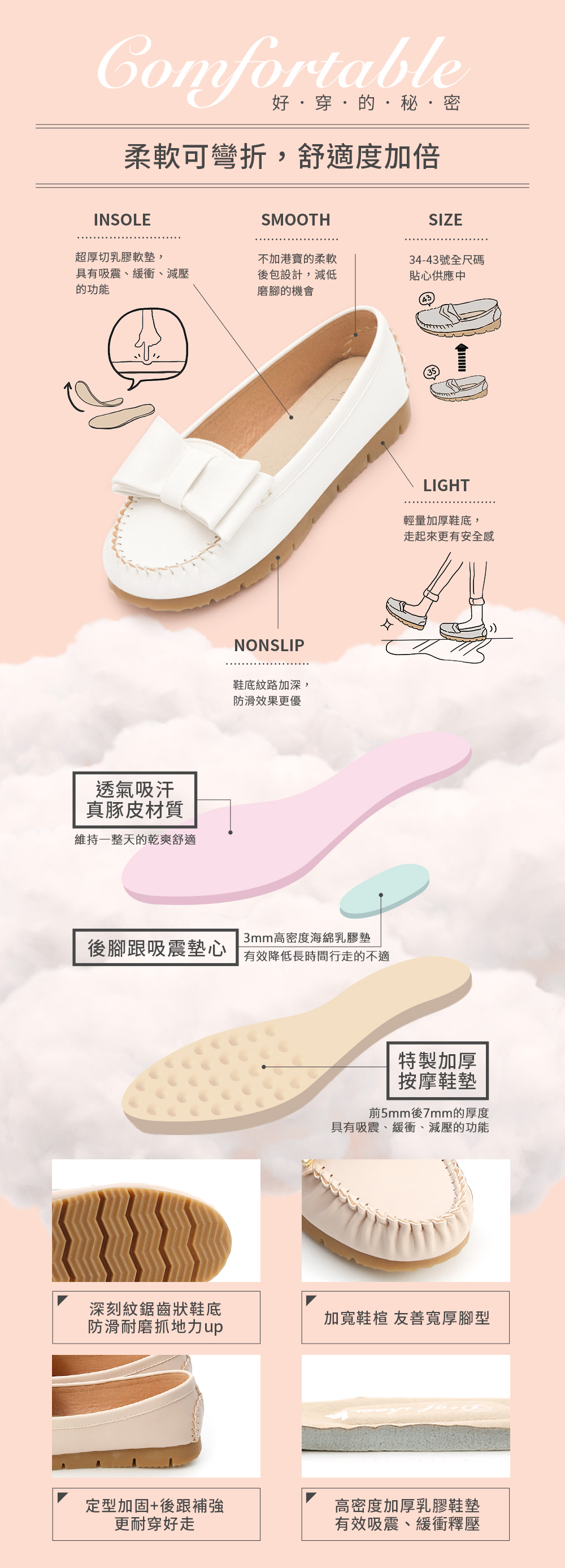 甜美氣息MIT大蝴蝶結健走鞋 香草米