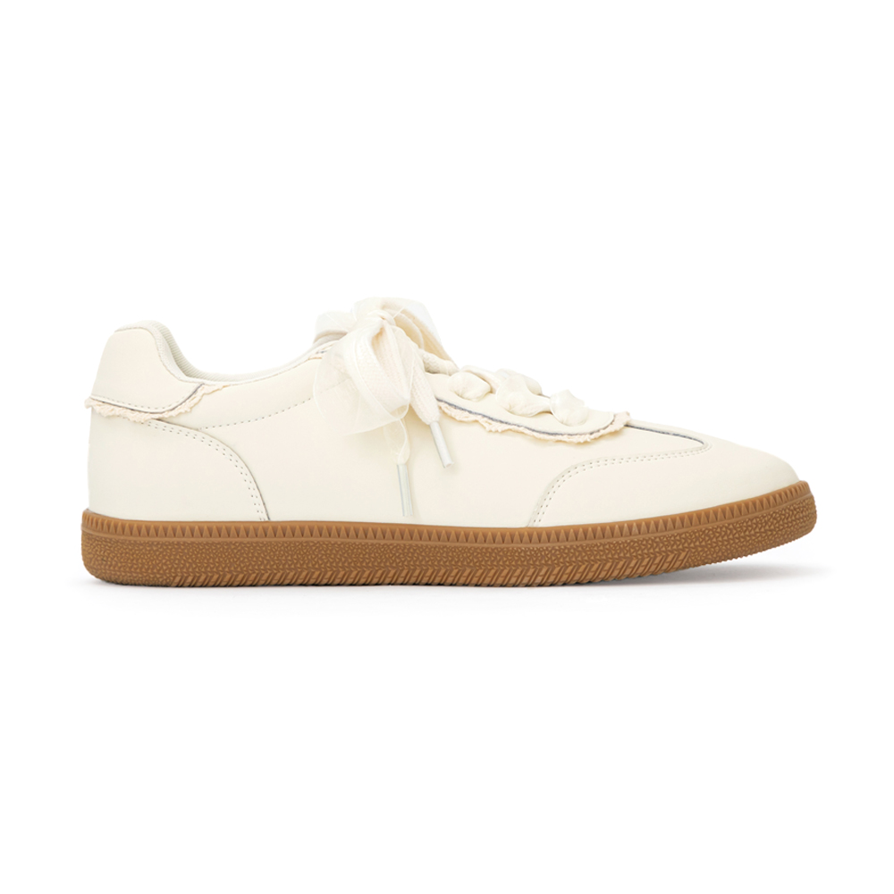 【Disney】愛麗絲蕾絲花邊真皮德訓鞋 香草米