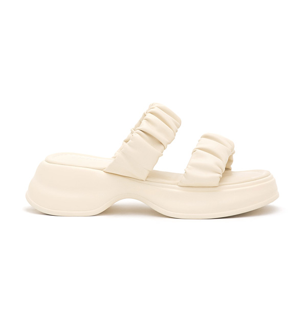 Comfy Ruched Details Lightweight Sandals Beige