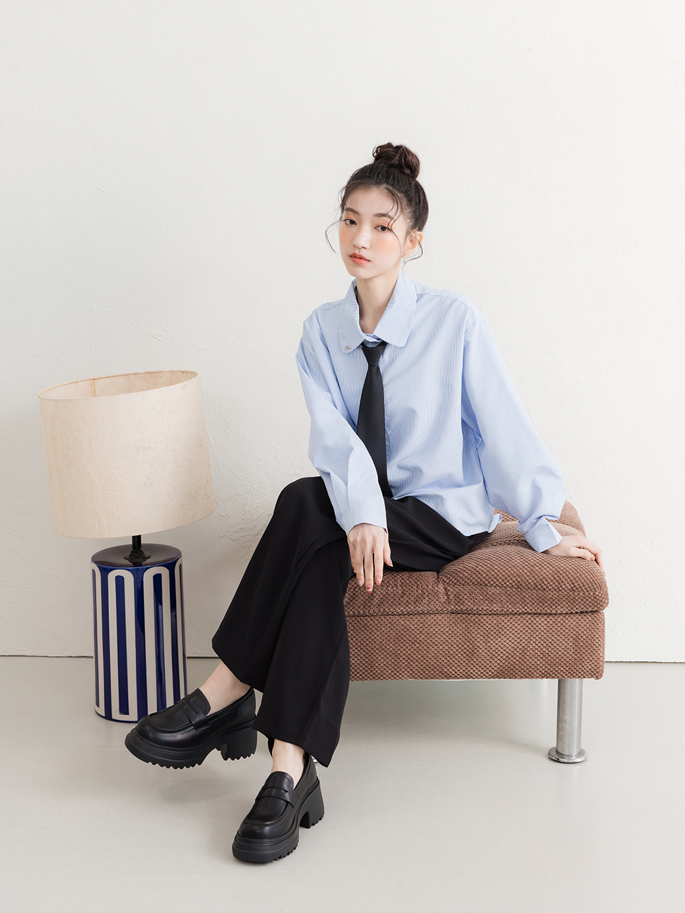 學霸女神增高加厚底樂福鞋 黑色