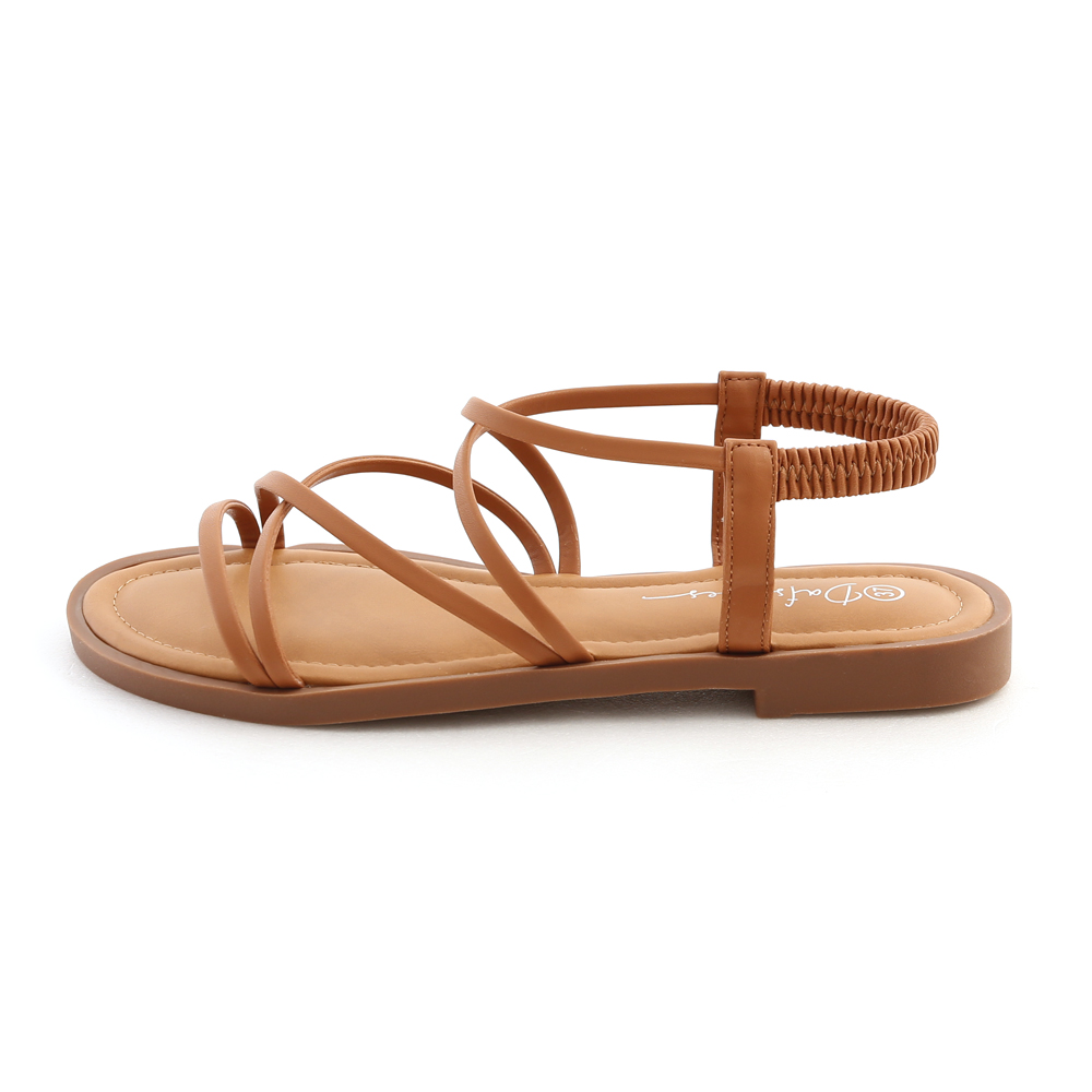 Flat Strappy Sandals Brown