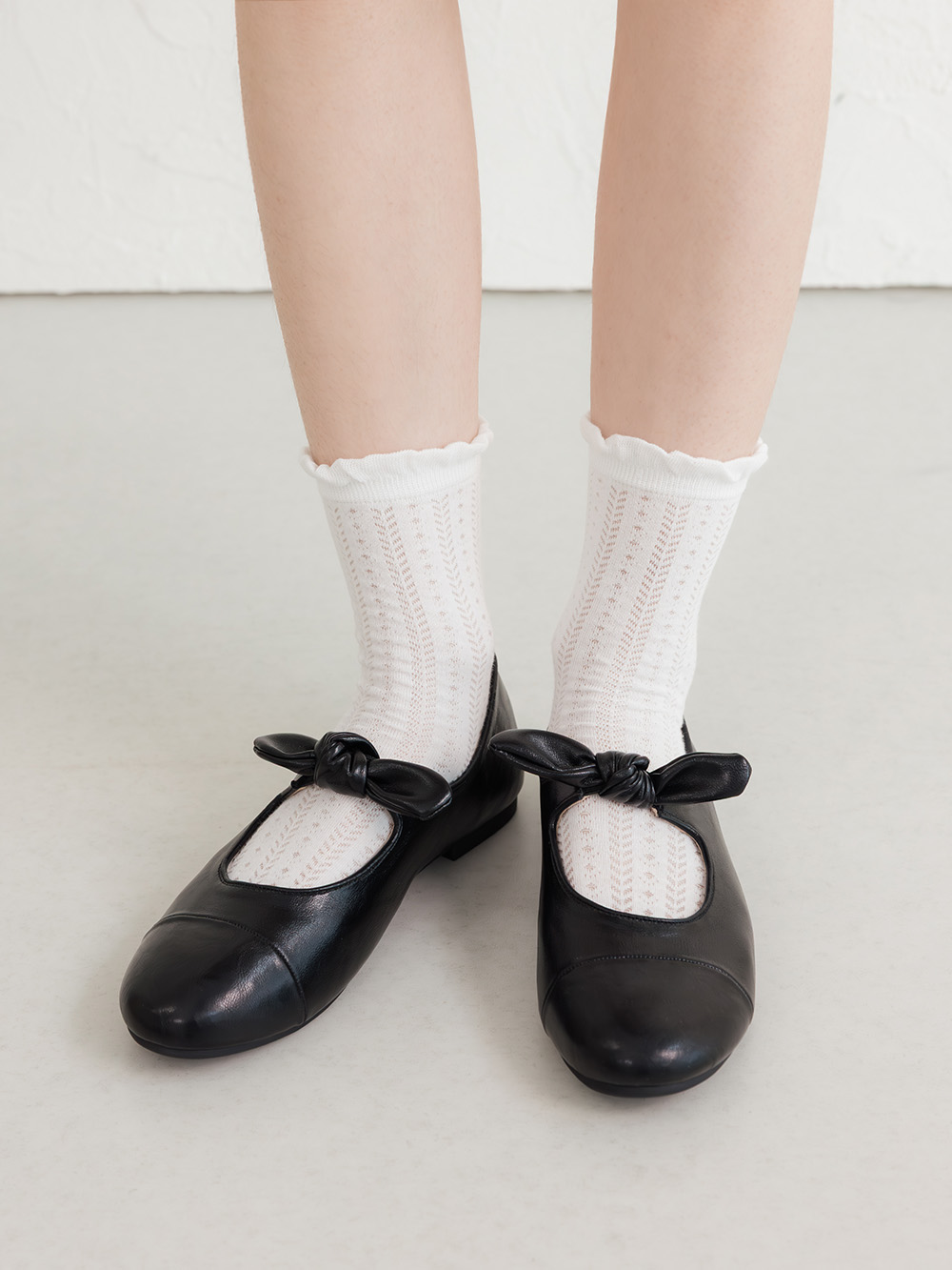 可愛啾啾蝴蝶結小香風瑪莉珍鞋 黑