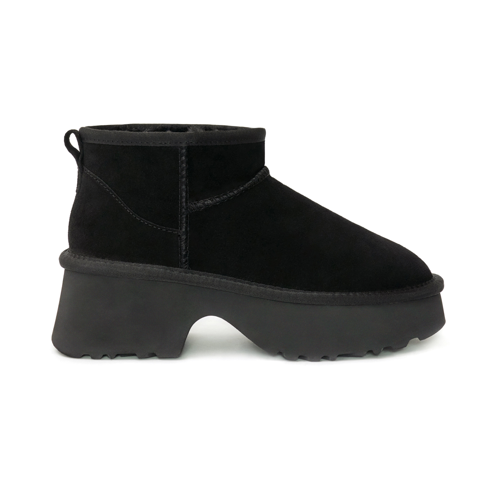 Cozy Platform Leather Winter Boots Black