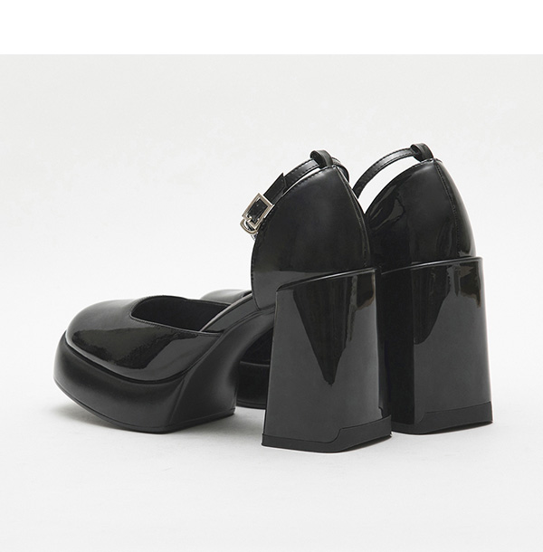 Platform Heel Mary Jane Shoes Black