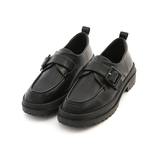 Big Buckle Chunky Sole Loafers Black