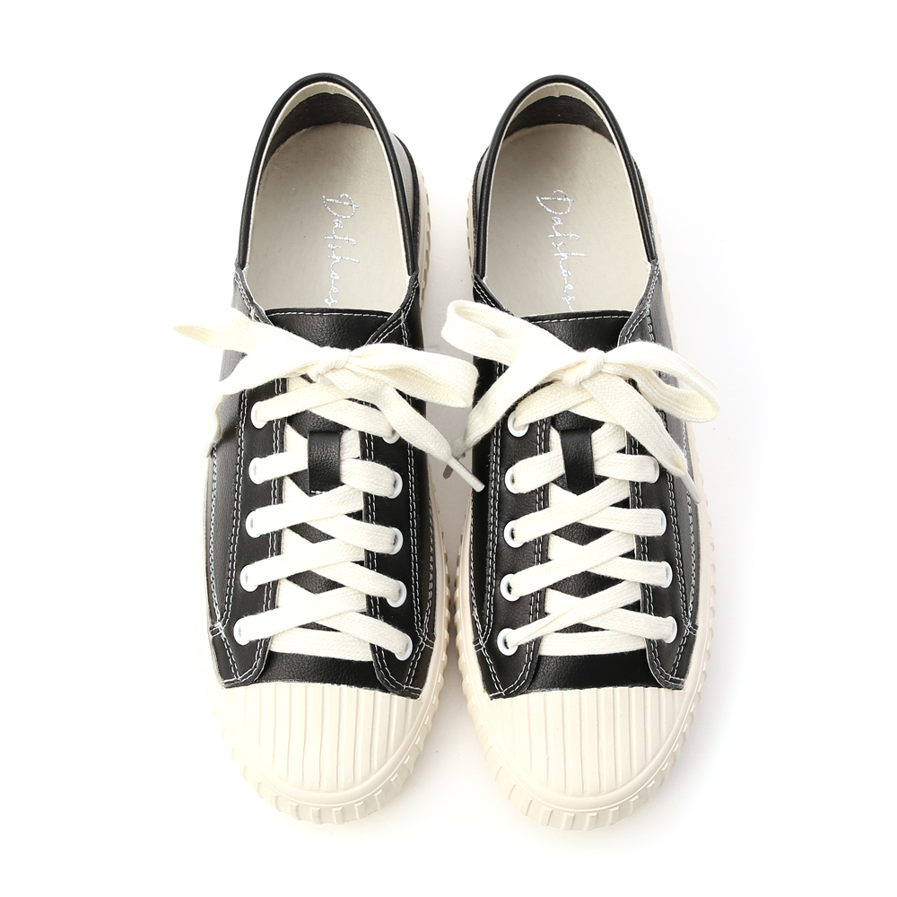 Two-way Faux Leather Fold Back Sneakers Black