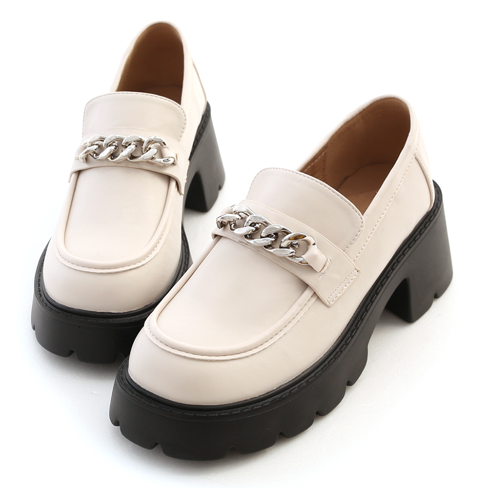 Chain Detail Chunky Loafers Vanilla
