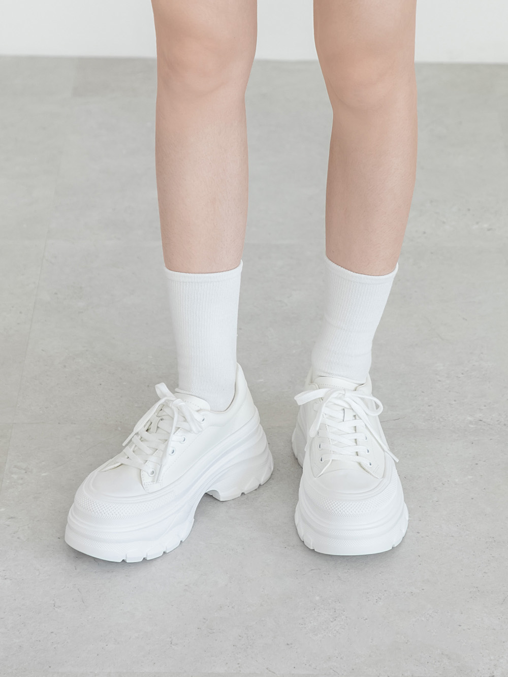 零重力輕運動厚底增高休閒鞋 米白