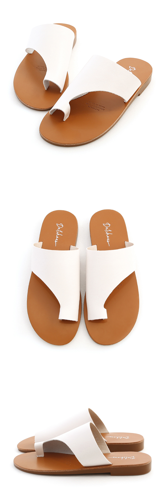 Soft Leather Slip-On Flat Sandals White