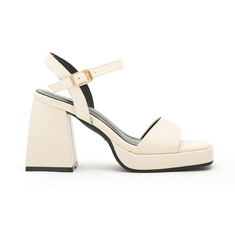 Single-Strap High-Heeled Platform Sandals Beige