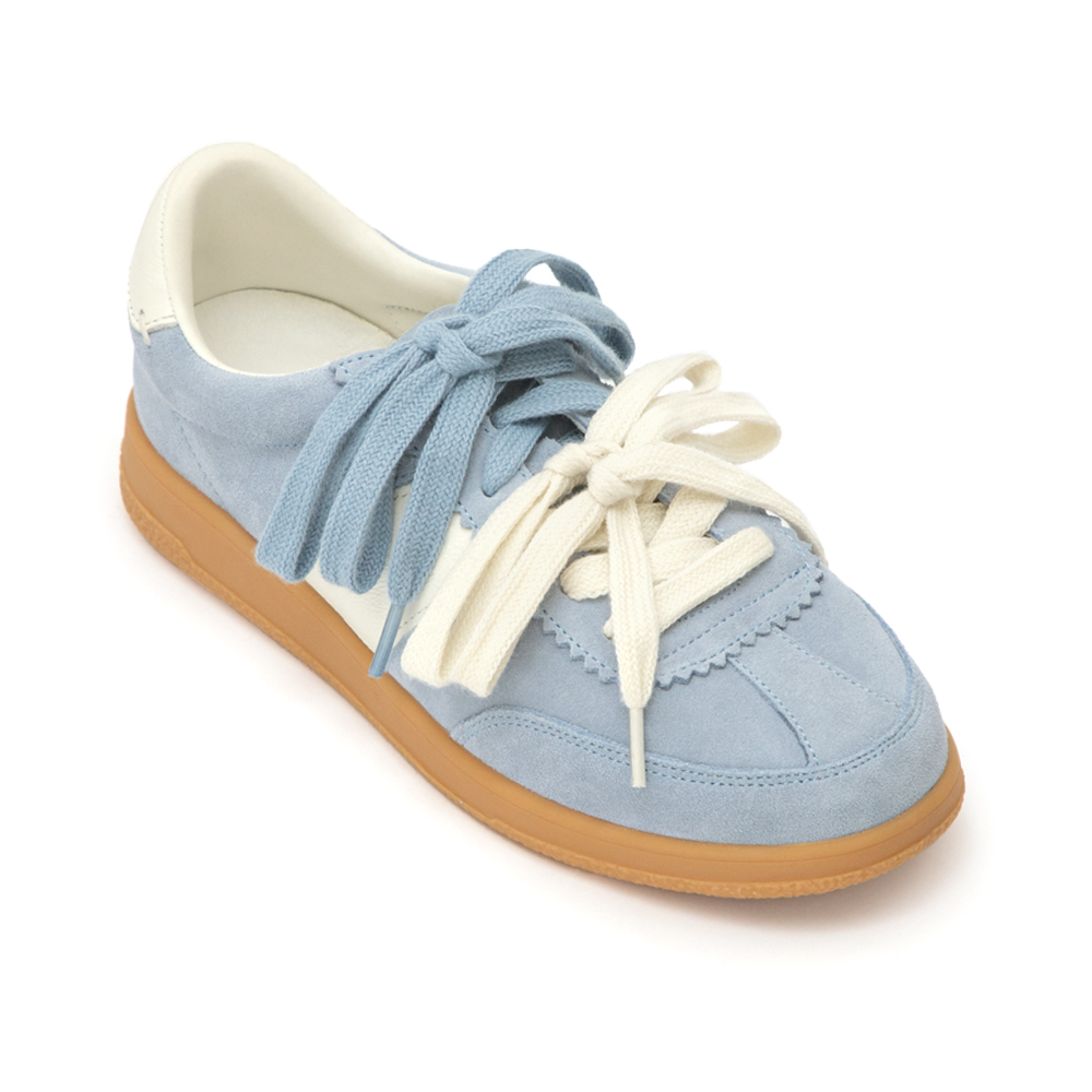 進化版2.0雙色鞋帶真皮德訓鞋 藍色