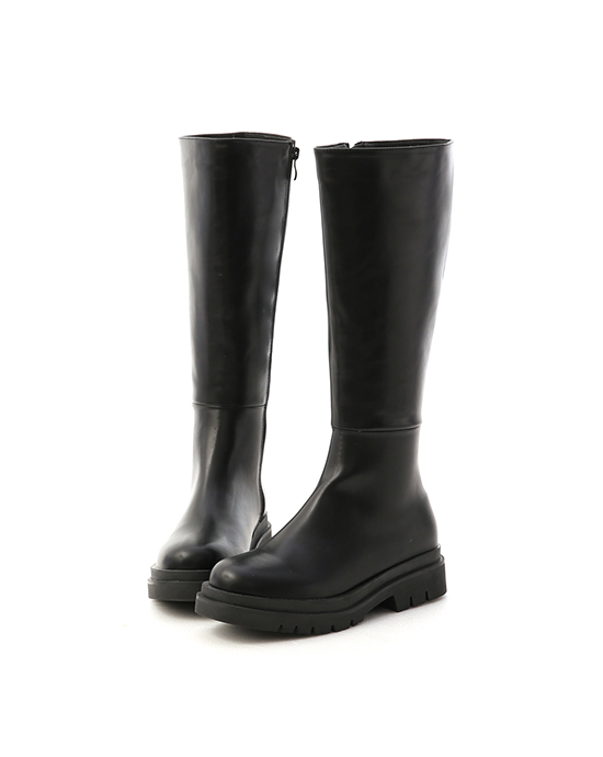 Thick Sole Knee-High Boots Black