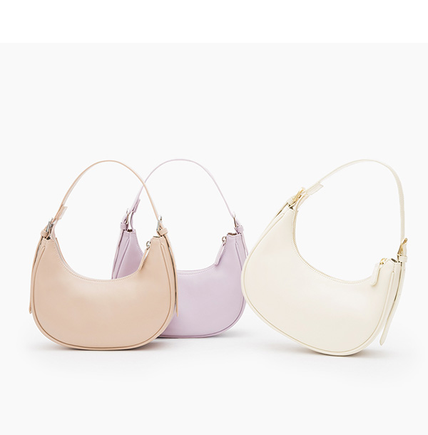 Two-Way Half-Moon Bag Beige