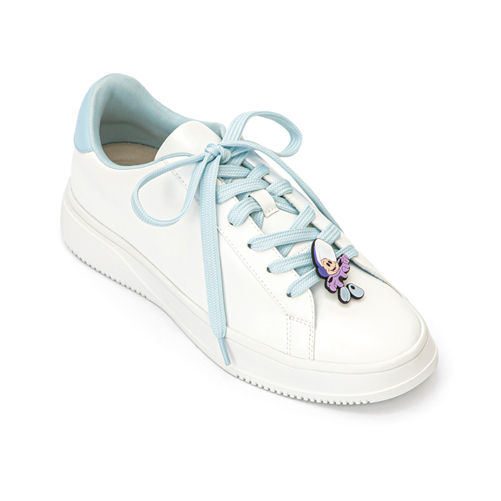 【Disney】牡蠣寶寶雙色鞋帶小白鞋 天空藍