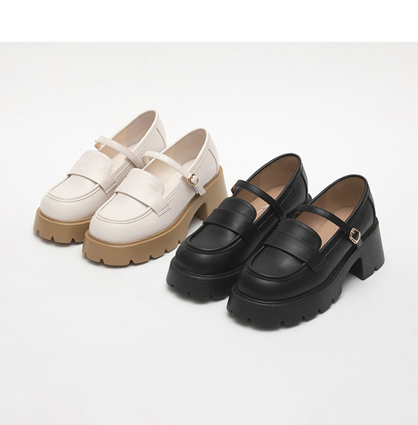 Lightweight Thick Sole Mary Jane Loafers Black