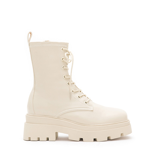 Chunky Sole Lace-up Boots Vanilla