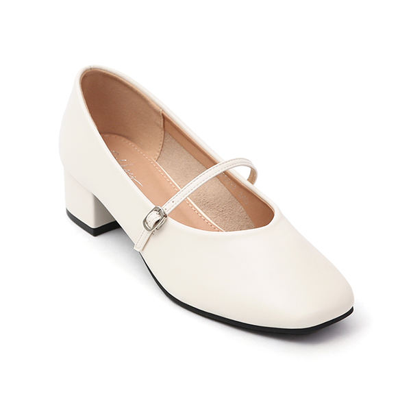 典雅少女V口低跟瑪莉珍鞋 白