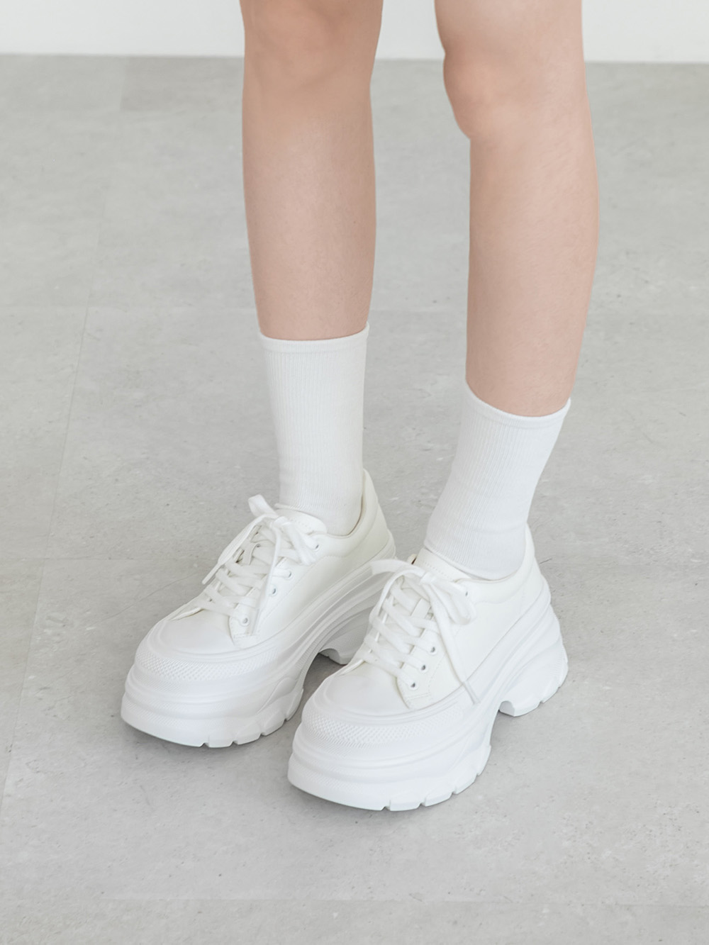 零重力輕運動厚底增高休閒鞋 米白