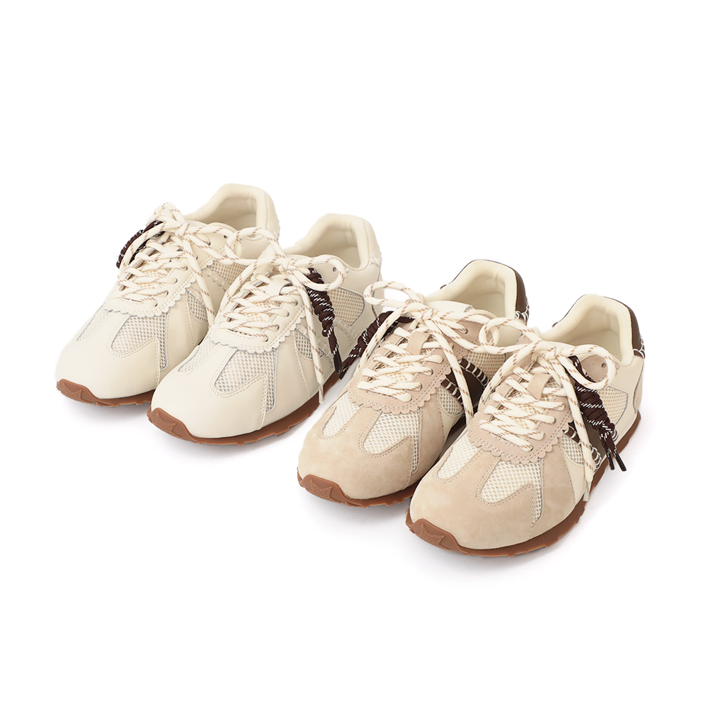 Colorblock Design Leather Sneakers Pink