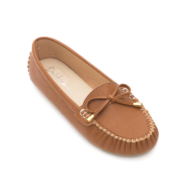 Soft MIT Bow Loafer Moccasins Brown