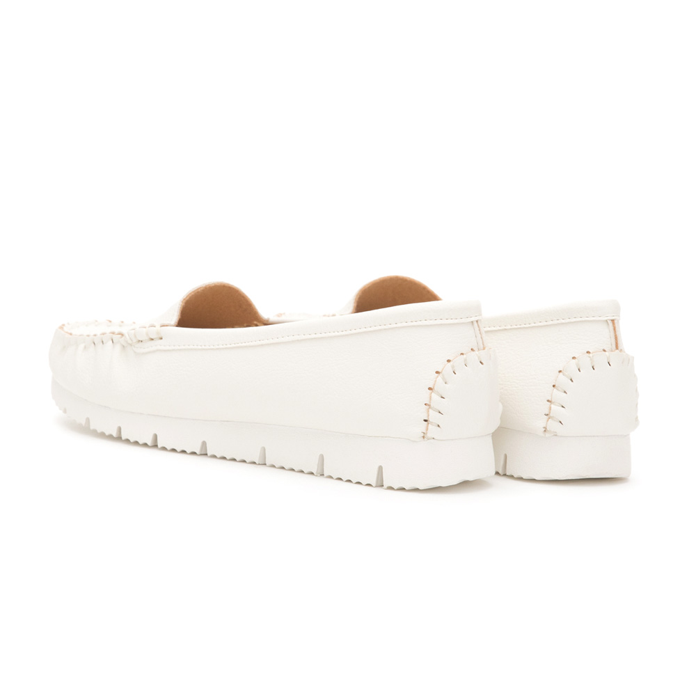 MIT Plain Platform Moccasins White