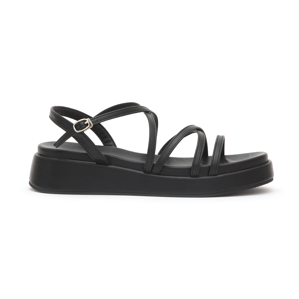 Cross-Strap Thick Sole Sandals Black