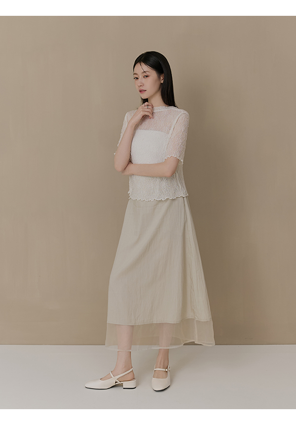 輕盈方頭4D氣墊後空低跟鞋 香草白