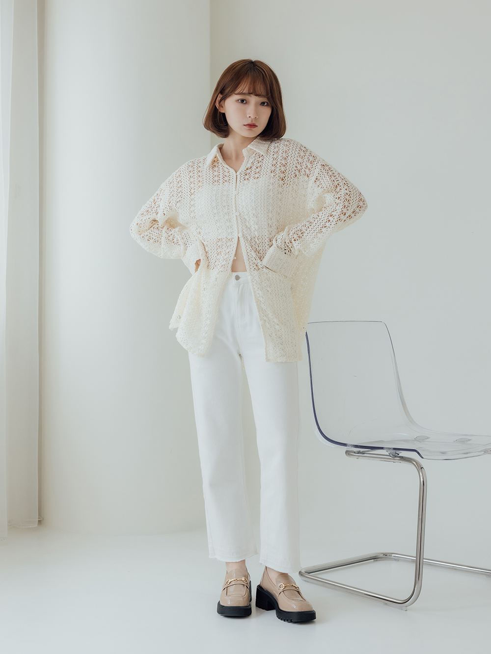 貴族學院.漆皮馬銜釦厚底輕量樂福鞋 奶茶杏