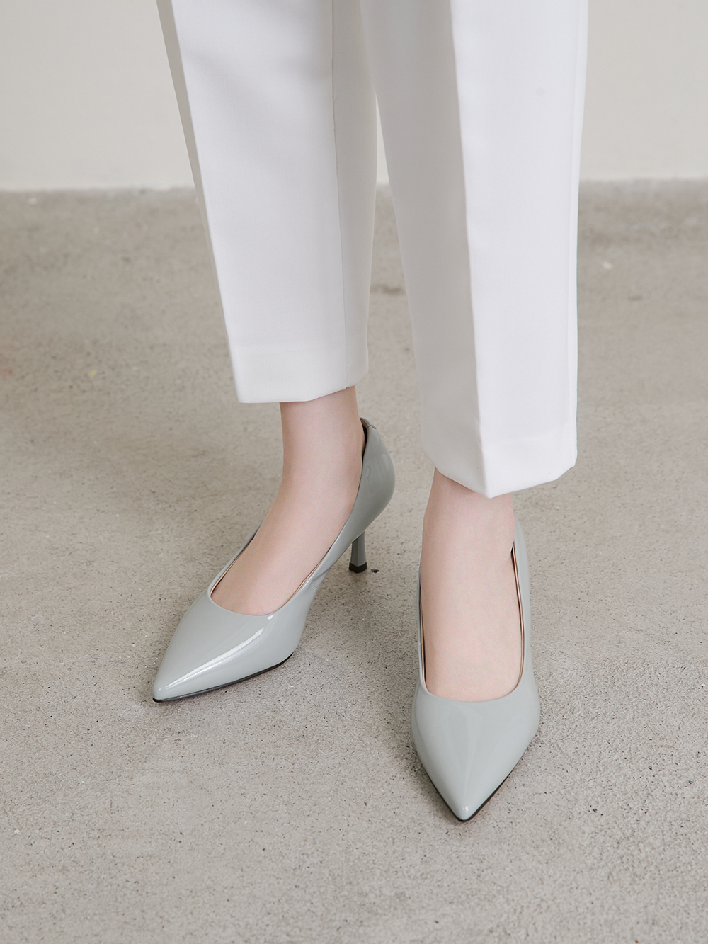 【真皮系列】6.5cm全能氣墊真皮高跟鞋 高級灰