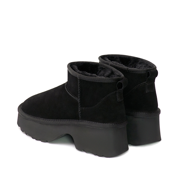 Cozy Platform Leather Winter Boots Black