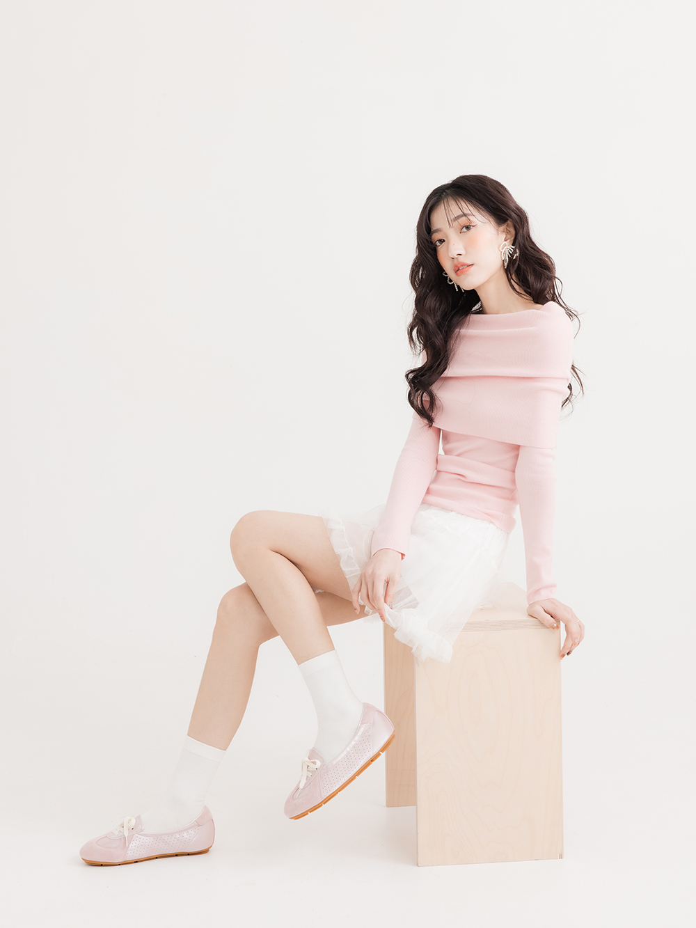 粉彩系列真皮綁帶淺口休閒鞋 粉色