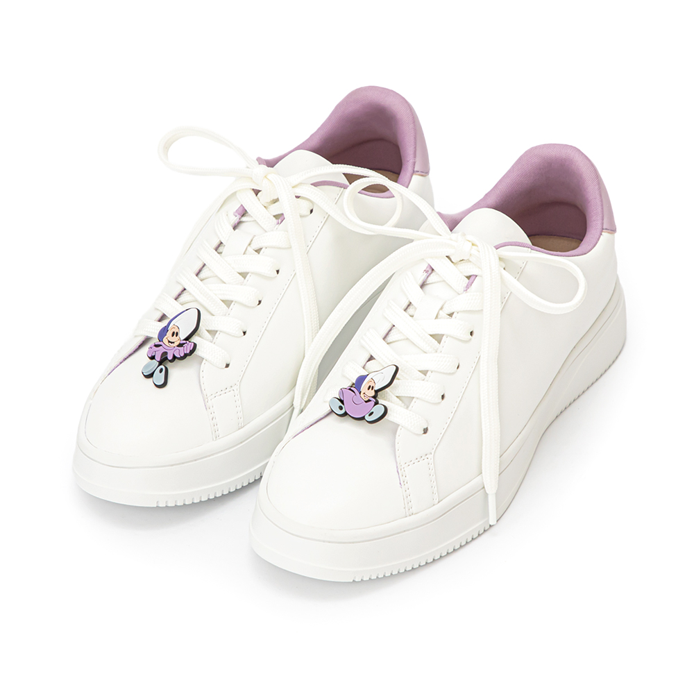 【Disney】牡蠣寶寶雙色鞋帶小白鞋 薰衣紫