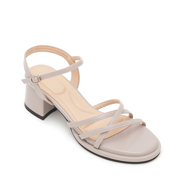 Cross-Strap Mid-Heeled Sandals Grey