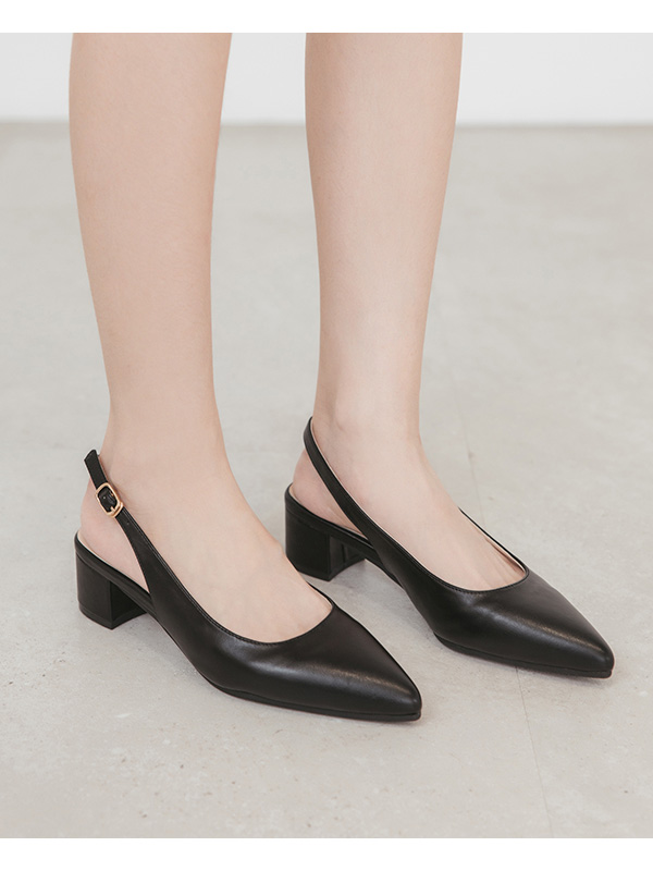 4D Cushion Pointed-Toe Slingback Shoes Black