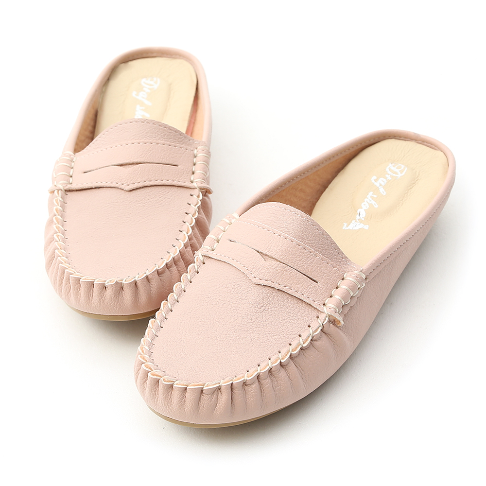 MIT Classic Moccasin Mules Nude pink