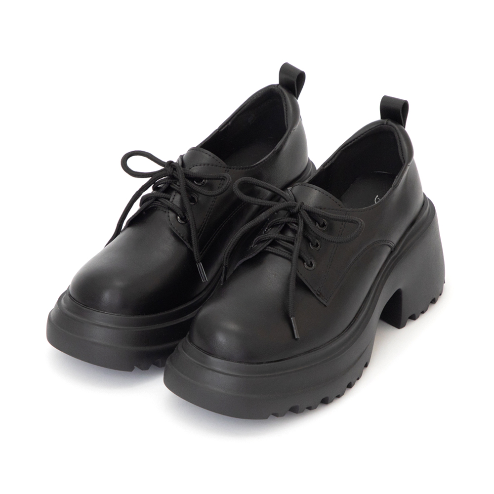 初戀系少女增高加厚底德比鞋 黑色