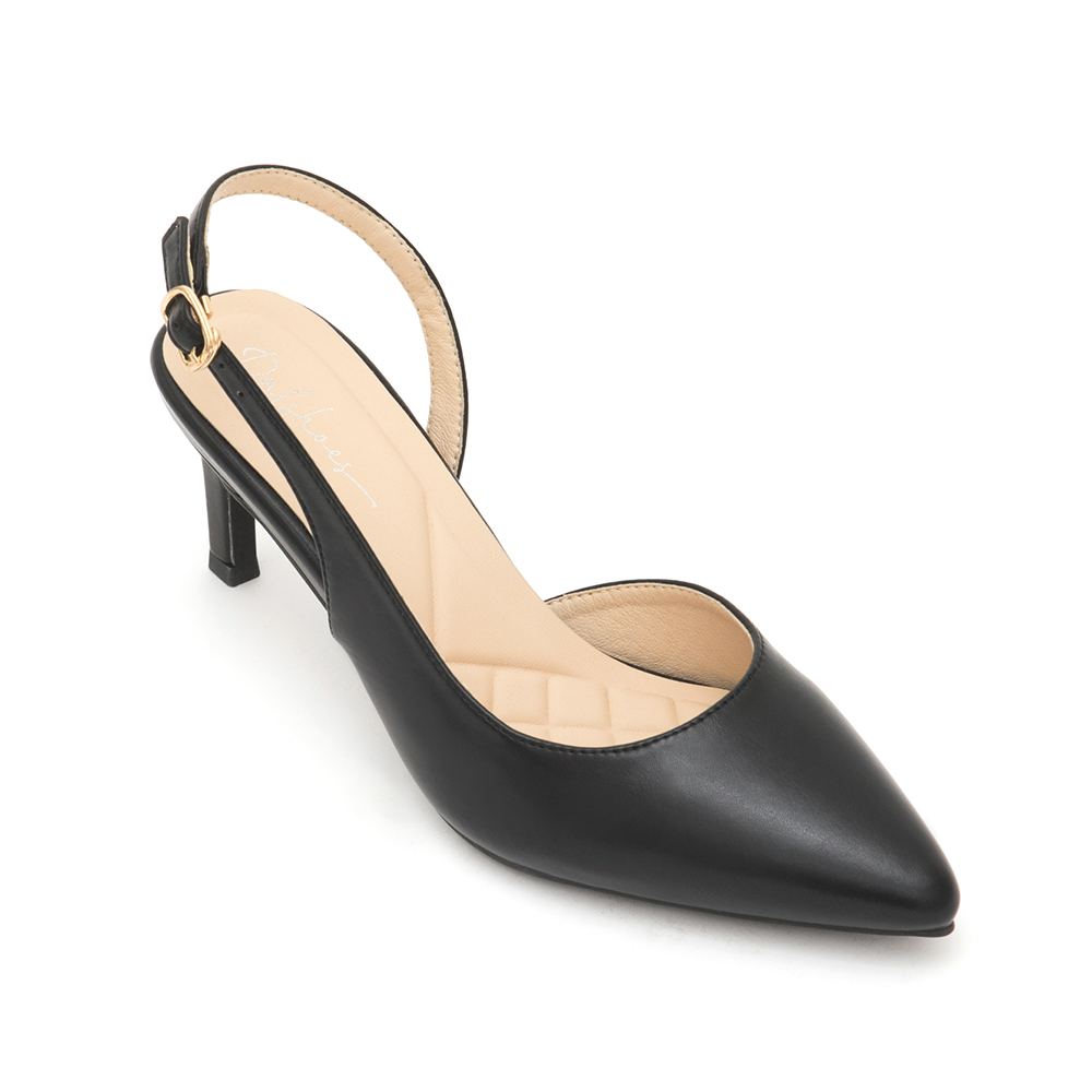 Elegant Pointed-Toe Slingback Heels Black