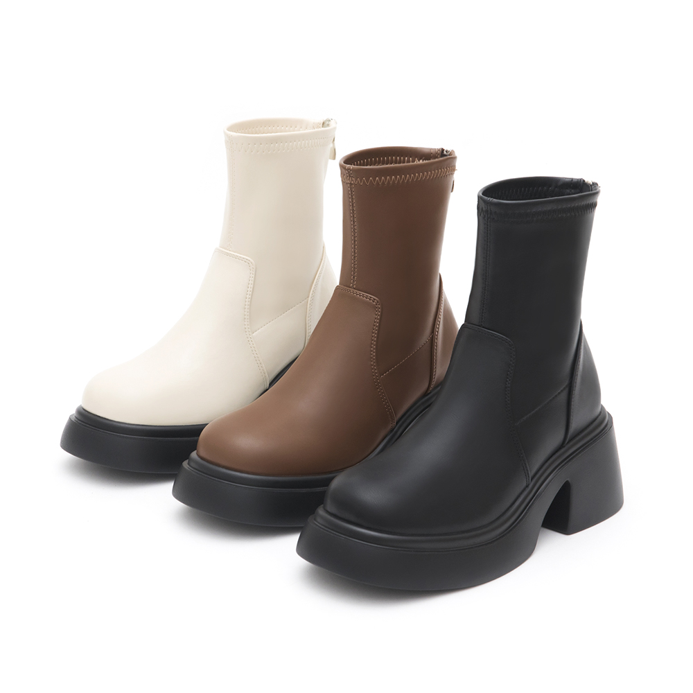 Lightweight Thick Sole Slimming Boots Vanilla