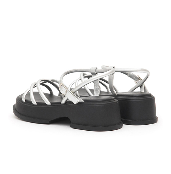 Cross-Strap Platform Sandals Silver