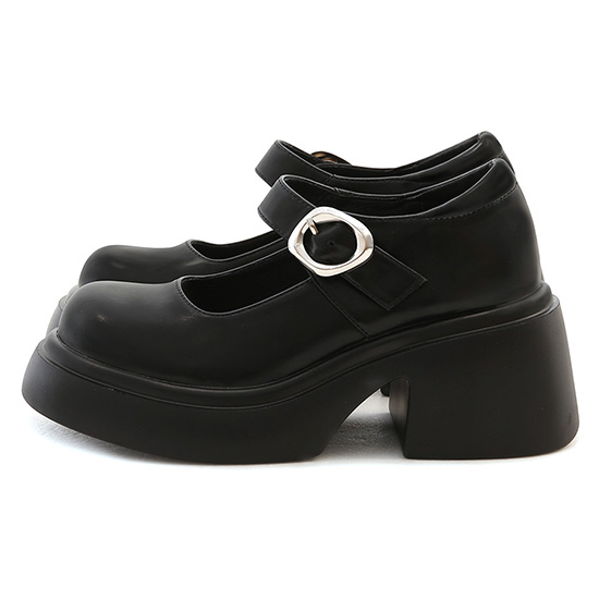 Lightweight Thick Sole Buckle Mary Jane Shoes Black