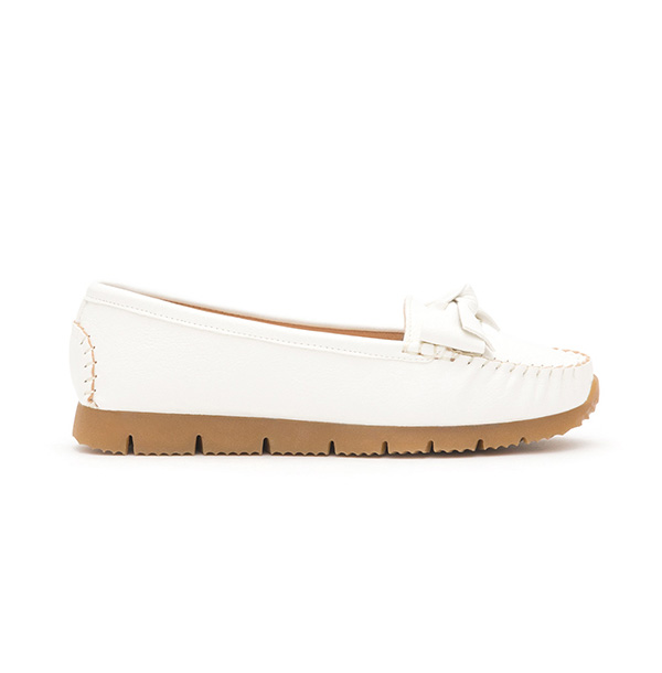 MIT Bow Platform Moccasins White