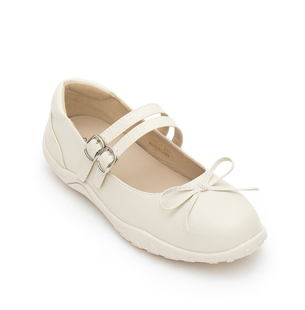 Double-Strap Athletic Ballet Flats Beige