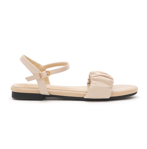 Satin Ruched Details Sandals Beige