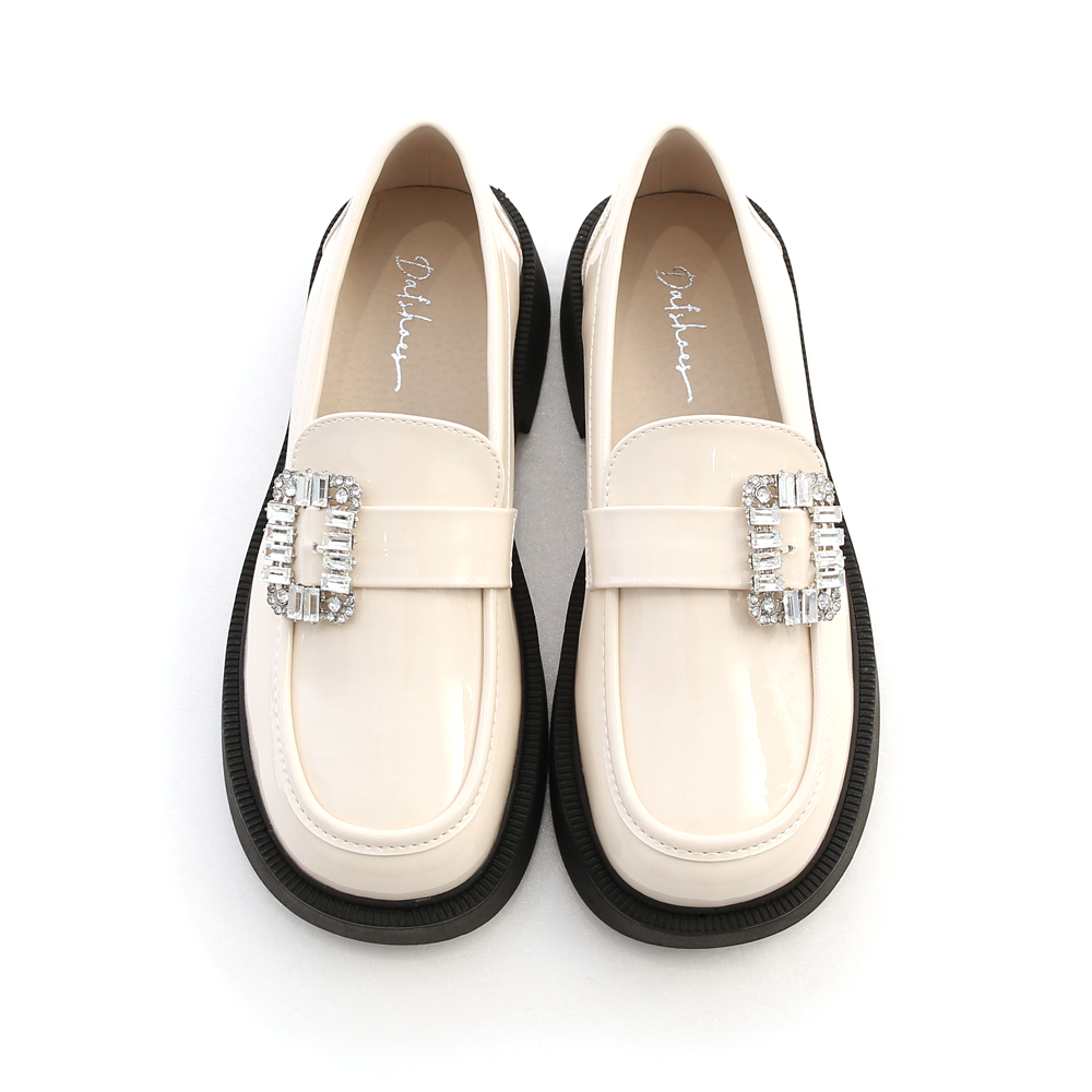 Crystal Embellished Chunky-Sole Loafers Ivory White