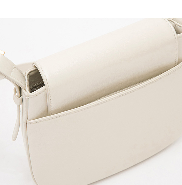 Retro Gold Buckle Half Moon Bag Beige