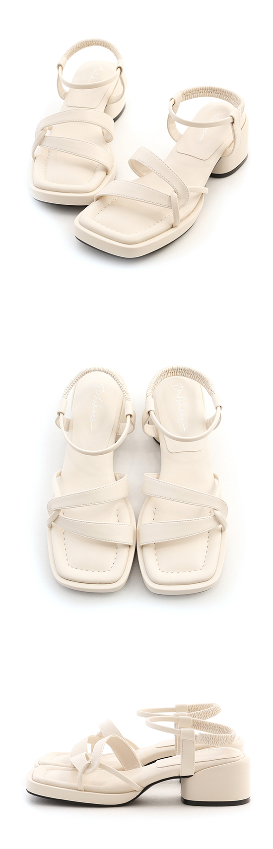 Puffy Cushioned Knot Mid Heel Sandals French Vanilla White
