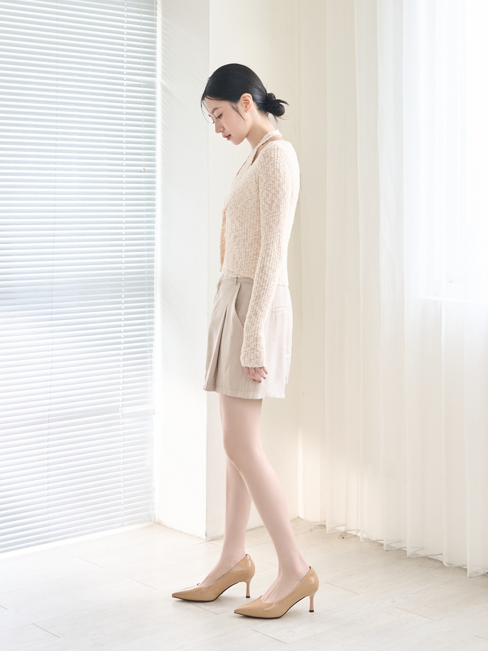 【真皮系列】6.5cm全能氣墊真皮高跟鞋 裸膚杏