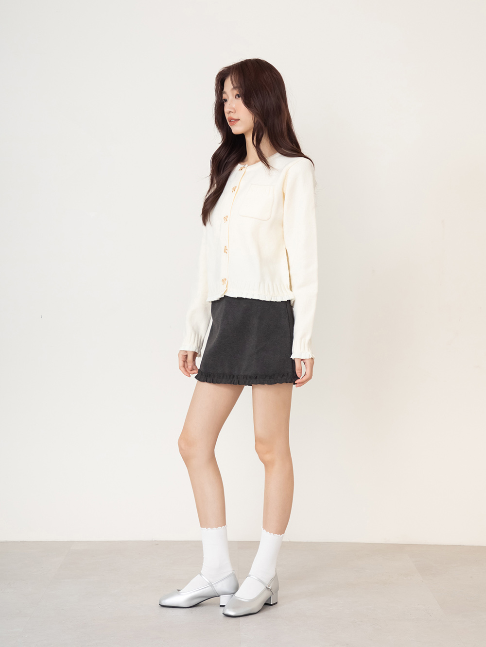 甜蜜蜜方頭氣質粗跟瑪莉珍鞋 銀色