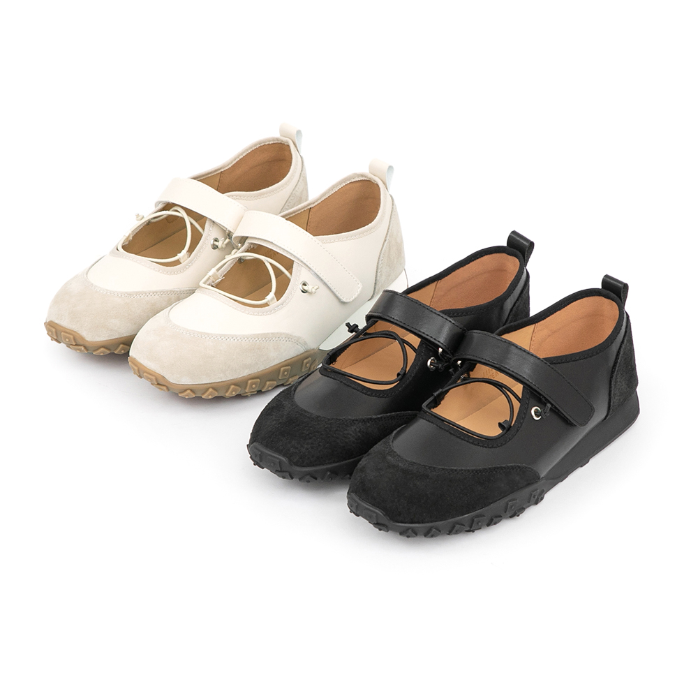 好穿趨勢交叉帶機能瑪莉珍鞋 米色