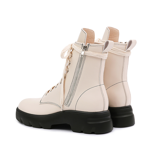 Lightweight Sole Colorblock Combat Ankle Boots 米